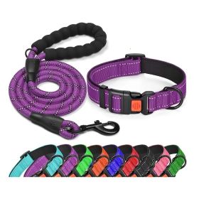 No Pull Dog Harness; Adjustable Nylon Dog Vest & Leashes For Walking Training; Pet Supplies (Color: Purple, size: L)