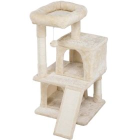 36" Cat Tree with Condo and Scratching Post Tower, Dark Gray (Color: Beige)