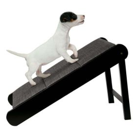 Foldable Wooden Dog Pet Ramp for Bed, Couch, or Vehicle (Black/Gray) (Color: Black/Gray)