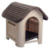 Dog House with Bowl for Small to Medium Breeds, Espresso, Beige